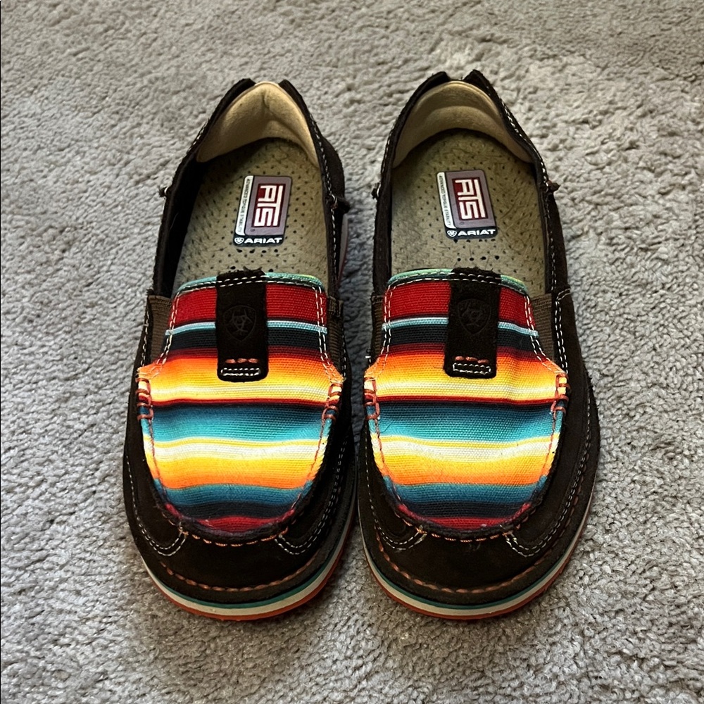 AriatStriped Moccasins - Brown and Multicolor